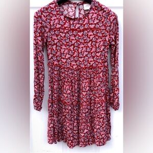 Knox Rose Tiered Floral Babydoll Dress Red, Pink, Blue SZ XS NWOT